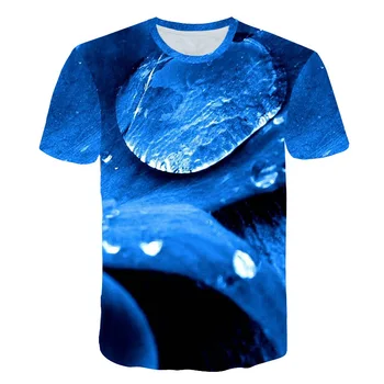 Vasarą skatinimo prekės ženklo greitai-džiovinimo atsitiktinis trumparankoviai O-kaklo trumparankoviai vandens lašas 3D spausdinimo moterų ir vyrų T-shirt