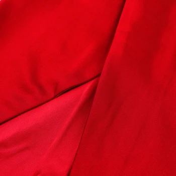 VC Visi Nemokamas Pristatymas Naujos Elegantiškos Puoštas Dizaino Seksualus Vieną Petį ilgomis Rankovėmis Įžymybė Šalies Klubas Raudona Satino Midi Suknelė