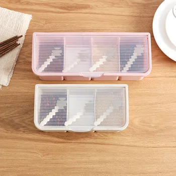 Virtuvės prieskonių dėžutė Pagardų buteliai Multi-purpose atskirti trijų spalvų Kūrybos prieskonių dėžutės Plastikinės salt shaker