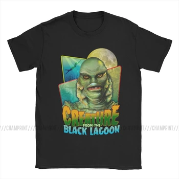 Vyriški Marškinėliai Creature Iš Black Lagoon Medvilnės Tees Trumpas Rankovės Siaubo Helovinas Monstras Teroro T Shirts 4XL 5XL