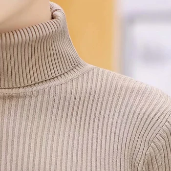 Vyriški Megztiniai Streetwear ilgomis rankovėmis Golfo Megztiniai Vyrams, Atsitiktinis, Kietas Spalvų Megztinių Sweater Mens Plius Dydis 3XL