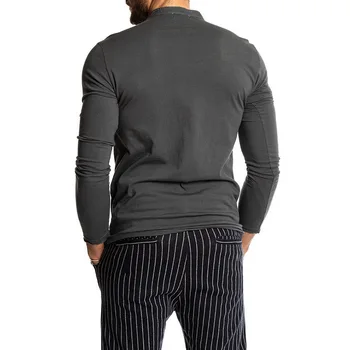 Vyrų Mados vientisos Spalvos ilgomis Rankovėmis O-kaklo marškinėliai Mens Atsitiktinis Slim Fit Henley Marškinėliai, Palaidinukė Poilsiu Viršūnes 2019 Naujas