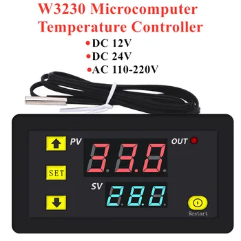 W3230 Mikrokompiuteris Temperatūros Reguliatorius Skaitmeninis Temperatūros Reguliatorius Termostatas Vandeniui Zondas DC12V 24V AC110V-220V 20A