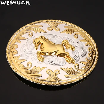 WesBuck Prekės Naujausias Aukštos Kokybės Golden Horse Mados Vyrų Diržo Sagtis Klasikinis Vyrai Džinsai Priedai Kaubojus Cowgirl Boucle