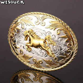 WesBuck Prekės Naujausias Aukštos Kokybės Golden Horse Mados Vyrų Diržo Sagtis Klasikinis Vyrai Džinsai Priedai Kaubojus Cowgirl Boucle