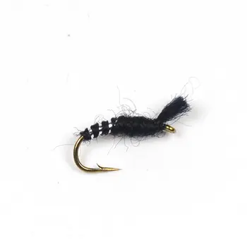 Wifreo 10vnt #14 Black Buzzer Skristi Silver Rib Upėtakių Žvejyba Nimfa Flys