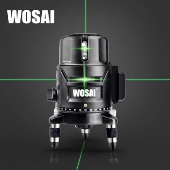 WOSAI Paliesti klavišus, 5 Eilutės 6 Taškų Ličio Baterija Žalias Lazeris Lygio Savaime išsilyginantis Horizontalusis ir Vertikalusis 360 Laipsnių Reguliavimas