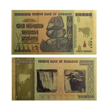 WR Originalus Aukso Banknotų 100 Trilijonų Zimbabvės Dolerių Aukso Baras Replika Monetų Padirbtų Pinigų Doleris Aukso Kopijuoti Monetų Kolekcionieriams