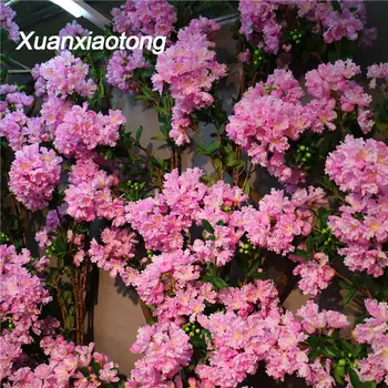 Xuanxiaotong 100cm Baltos spalvos Šilko Crape Myrtle Gėlės Dirbtinės Namų Fone, Sienų Dekoras 3 Stiebų Šifravimo Hydrangea Gėlių