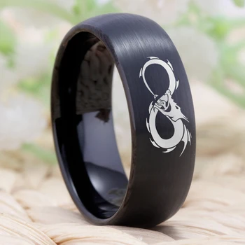 YGK Papuošalai Kinijos Drakonas Infinity Dizaino, Matinės Juodos spalvos Kupolas Volframo, Žiedai, vyriški Jaunikis Vestuvių, Sužadėtuvių Metines Žiedas