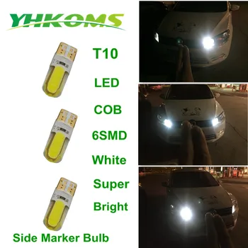 YHKOMS T10 W5W 194 automobilių COB LED interjero šviesos automobilio LED licenciją plokštelės šviesos auto automobilis žymeklis lemputė 12V 6000K
