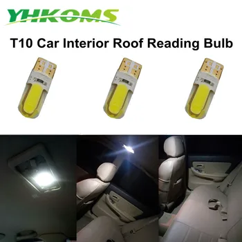 YHKOMS T10 W5W 194 automobilių COB LED interjero šviesos automobilio LED licenciją plokštelės šviesos auto automobilis žymeklis lemputė 12V 6000K