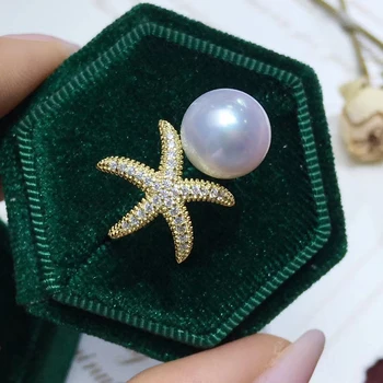 YIKALAISI Natūralių Gėlavandenių Perlų Žiedai, Papuošalai Moterims, 925 Sterlingas Sidabro Žvaigždė Žiedai 9-10mm Oblate Pearl Didmeninės