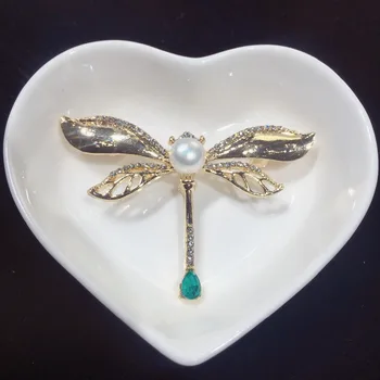 ZHBORUINI 2019 Natūralių Perlų Sagė Retro Dragonfly Pearl Breastpin Gėlavandenių Perlų Papuošalai Moterims Gimtadienio Dovana Priedai