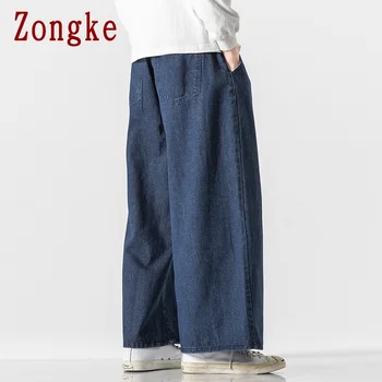 Zongke Džinsinio Baggy Kelnės Vyrams Poilsiu Sweatpants Japonijos Streetwear Vyrų Kelnės Kelnės Atsitiktinis Pločio Kojų Mens Kelnės 2020 M-5XL
