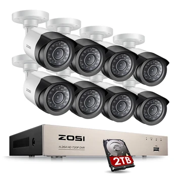 ZOSI 8CH 1080P Vaizdo Stebėjimo Komplektas su 2TB Kietąjį Diską, 2MP Kamera, Vaizdo Stebėjimo Lauko VAIZDO Kameros Apsaugos Sistemos Komplektas