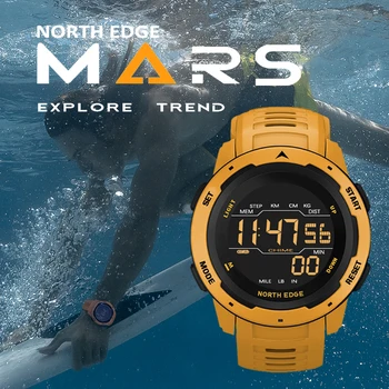 ŠIAURĖS KRAŠTO Vyrų Smart Žiūrėti Skaitmeninę Sporto Vandeniui 50M Fitneso Apyrankę Dvejopo Laiko Smartwatch Pedometer Karinės Žadintuvas
