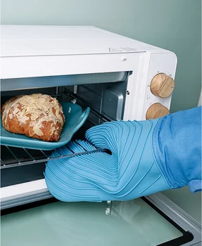 Šiaurės paprastas storas silikono aukštai temperatūrai atsparus virtuvės kepimo pirštines