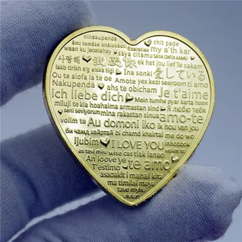Širdies formos Metalo Monetų Raudonos Rožės Žiedai Dizaino Proginės Aukso Monetos, Vestuvės Valentino Dovanos