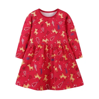 Šokinėja Metrų Rudens Žiemos Kūdikių Mergaitės, Amerikietiško Stiliaus Medvilnės Karšto Pardavimo Vaikai Elnių Medžio Vaikiška Suknelės
