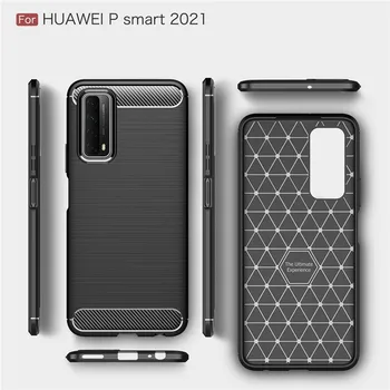 Švelnus Anglies Pluošto Atveju, Huawei P Smart 2021 Atveju P Smart 2019 2020 Dangtelis Apsaugos Telefono Bamperis Už 