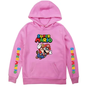 Žaidimas Super Mario Tėvų-vaikų apranga Hoodie Unisex Medvilnės Atsitiktinis Gobtuvu Megztinis Megztiniai Viršų