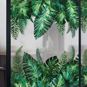 Žalia Augalų Siena Lipdukai gyvenamojo Kambario, Miegamojo, Balkono Durų Lipdukas Vandeniui Klijai 3D Langą Lipdukai Grindjuostes Sienos Popieriaus