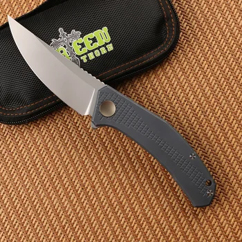 Žalioji erškėčių DŽINSAI Flipper sulankstomas peilis D2 plieno TC4 Titano rankena lauko kempingas medžioklės kišenėje virtuvės peiliai EDC įrankiai