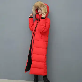 Žiemos mada prekės geros kokybės, didelis nekilnojamojo vilko kailio apykakle ančių pūkų paltai moterų užtrauktuką siūlės gobtuvu šiltas žemyn parkas wq613