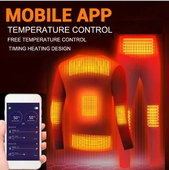 Žiemą Šildomas Apatiniai Vyrams Kostiumu USB Baterija Šildomas Šilumos Kelnes Smart Phone APP Kontroliuoti Temperatūrą Motociklo Striukė