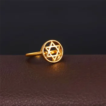 Žvaigždė Davidas Žiedas Metalo Hexagram Žydų papuošalai Dovydo Žvaigždė juostos žiedas, skirtas moterims, vyrams, Religinių prekės R40Y